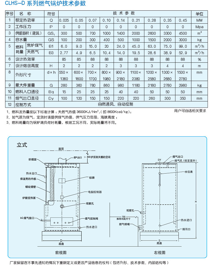 CLHS-D立式燃氣常壓熱水鍋爐